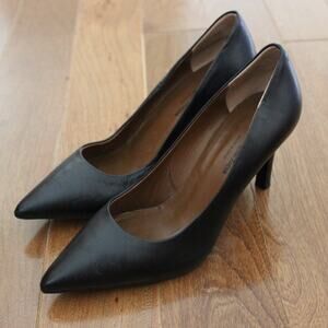 Ermenegildo Zenga Black Leather Pointed Toe High Heel Pump Shoes Classic 35 US 5